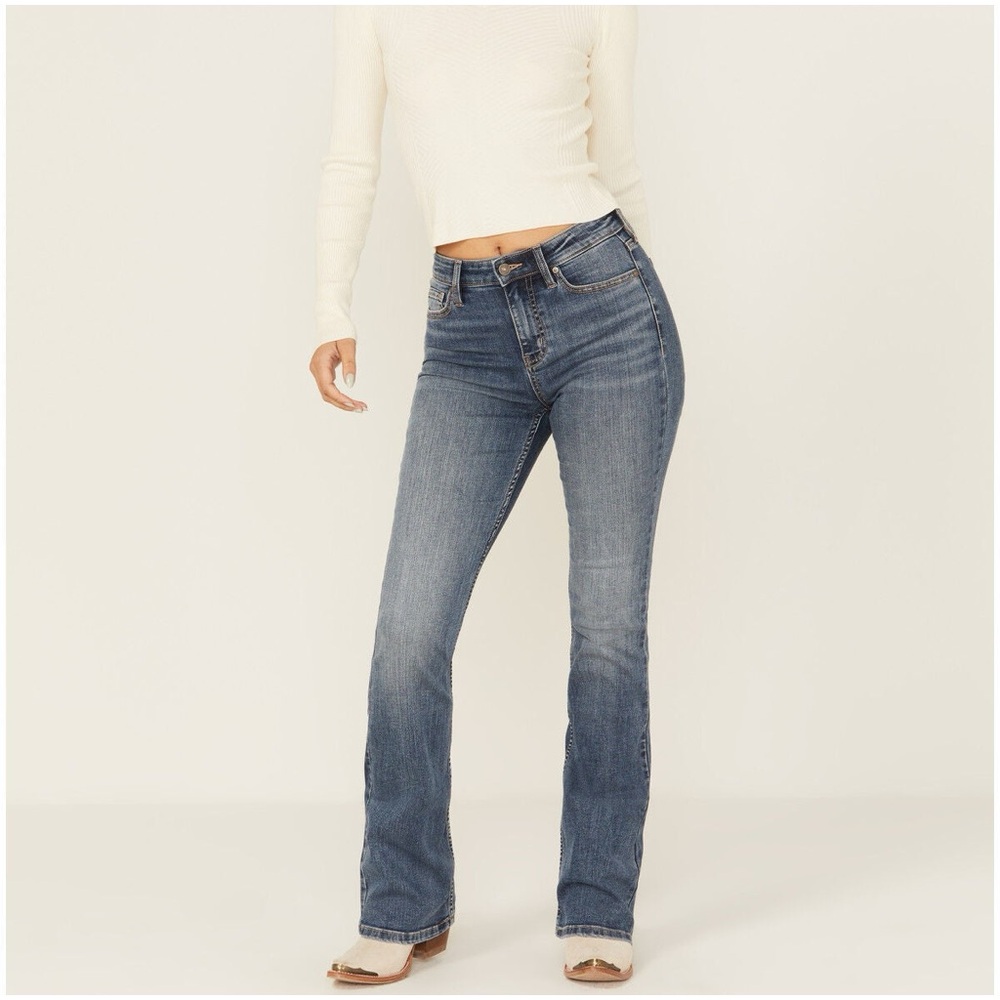 shyanne women’s celeste high rise bootcut stretch denim jeans - hemmed